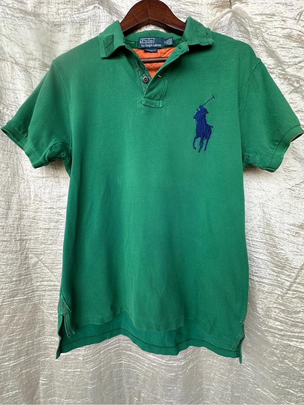 Polo Ralph Lauren Green Polo Big Navy Pony Classic Preppy Shirt Premium Detail M